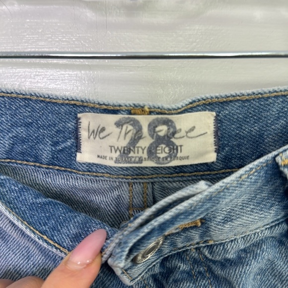 We The Free Blue Jean Shorts with Distressed Rips and Raw Hem - Picture 2 of 7